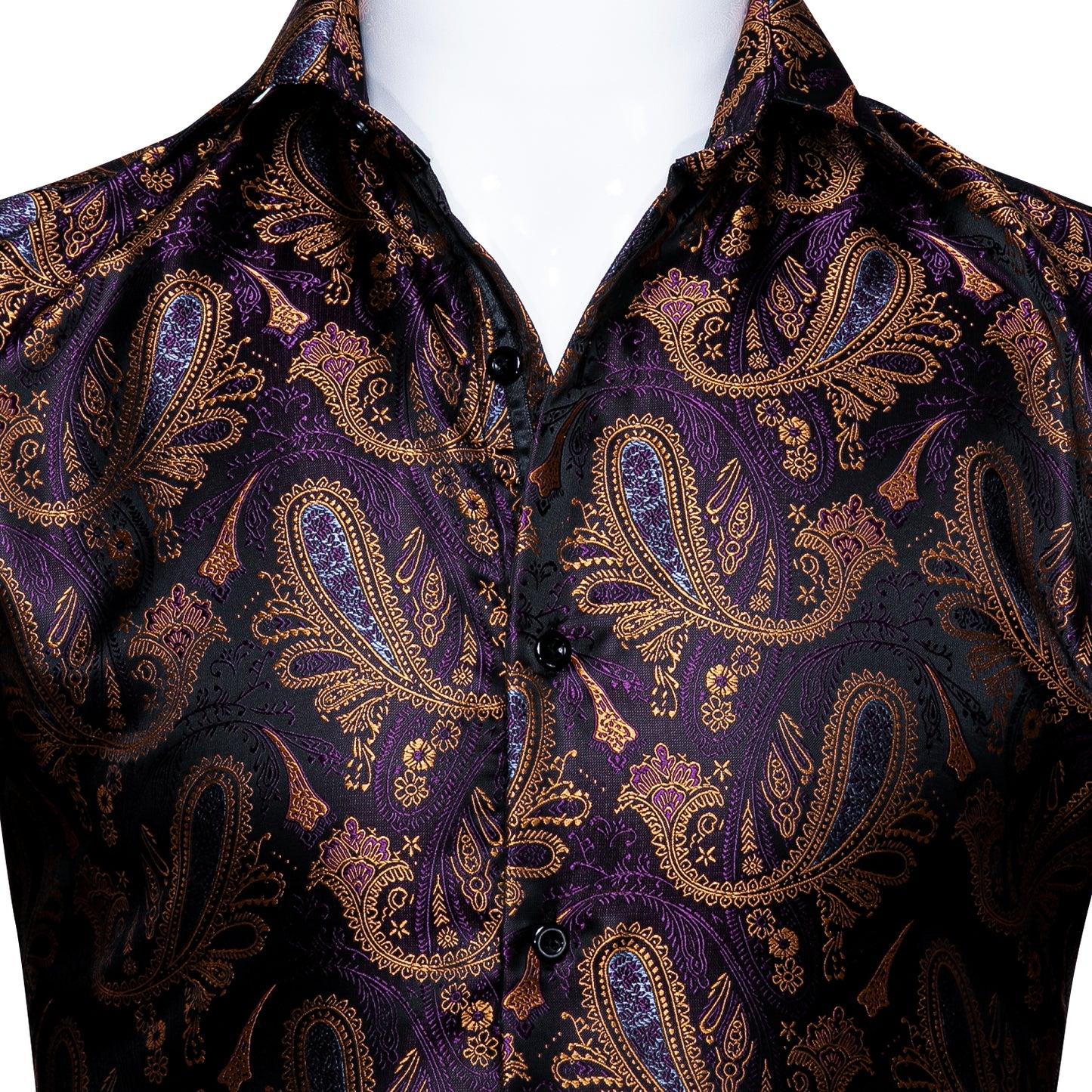 Novelty Silky Shirt - Royal Paisley