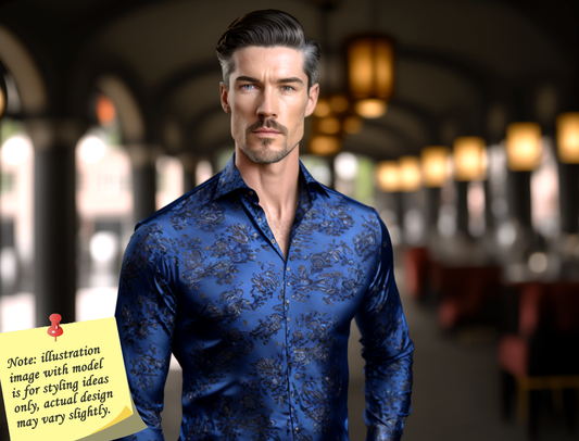 Novelty Silky Shirt - Blue Castle