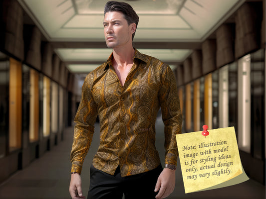 Novelty Silky Shirt Sale Buy 1 Get 1 Free Random Design in Your Size - Brown Castle