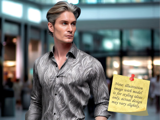 Novelty Silky Shirt Sale Buy 1 Get 1 Free Random Design in Your Size - Silver Swirl