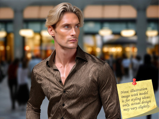 Novelty Silky Shirt Sale Buy 1 Get 1 Free Random Design in Your Size - Brown Swirl