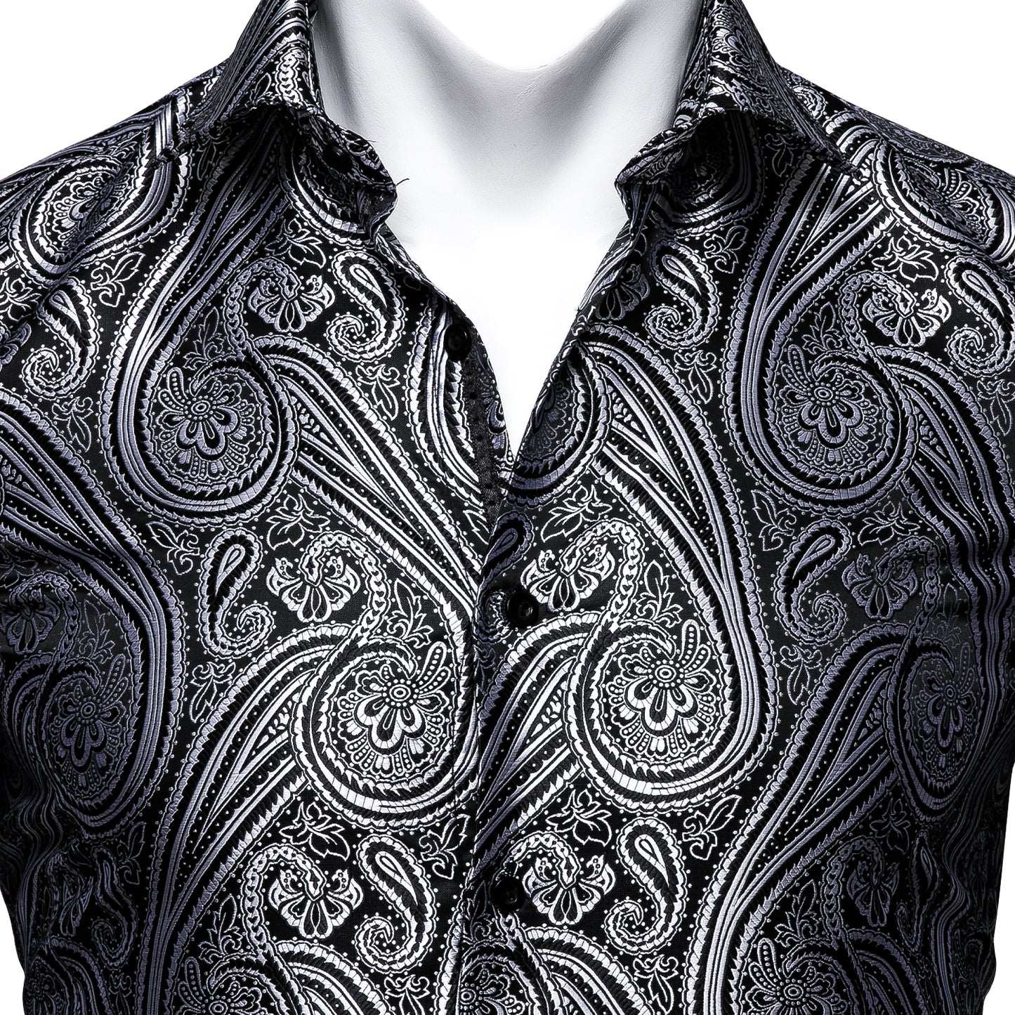 Novelty Silky Shirt - Charcoal Swirl