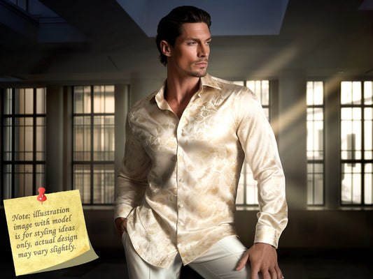 Novelty Silky Shirt Sale Buy 1 Get 1 Free Random Design in Your Size - Cream Garden