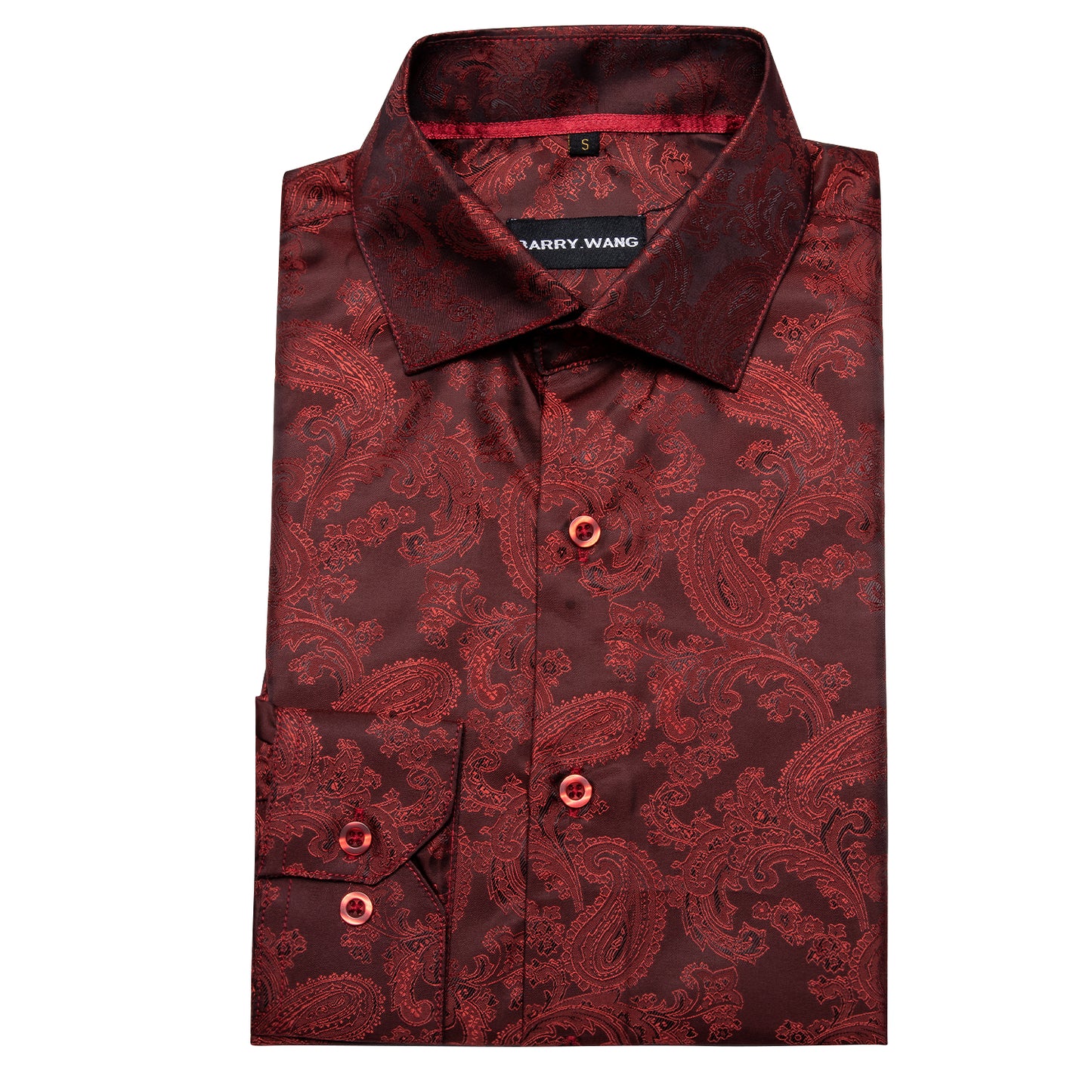 Novelty Silky Shirt - Dark Red Paisley