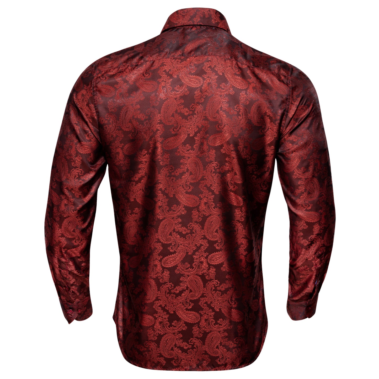 Novelty Silky Shirt - Dark Red Paisley