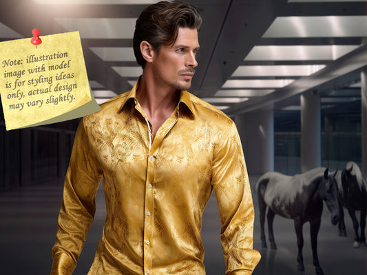 Novelty Silky Shirt Sale Buy 1 Get 1 Free Random Design in Your Size - Camel Paisley