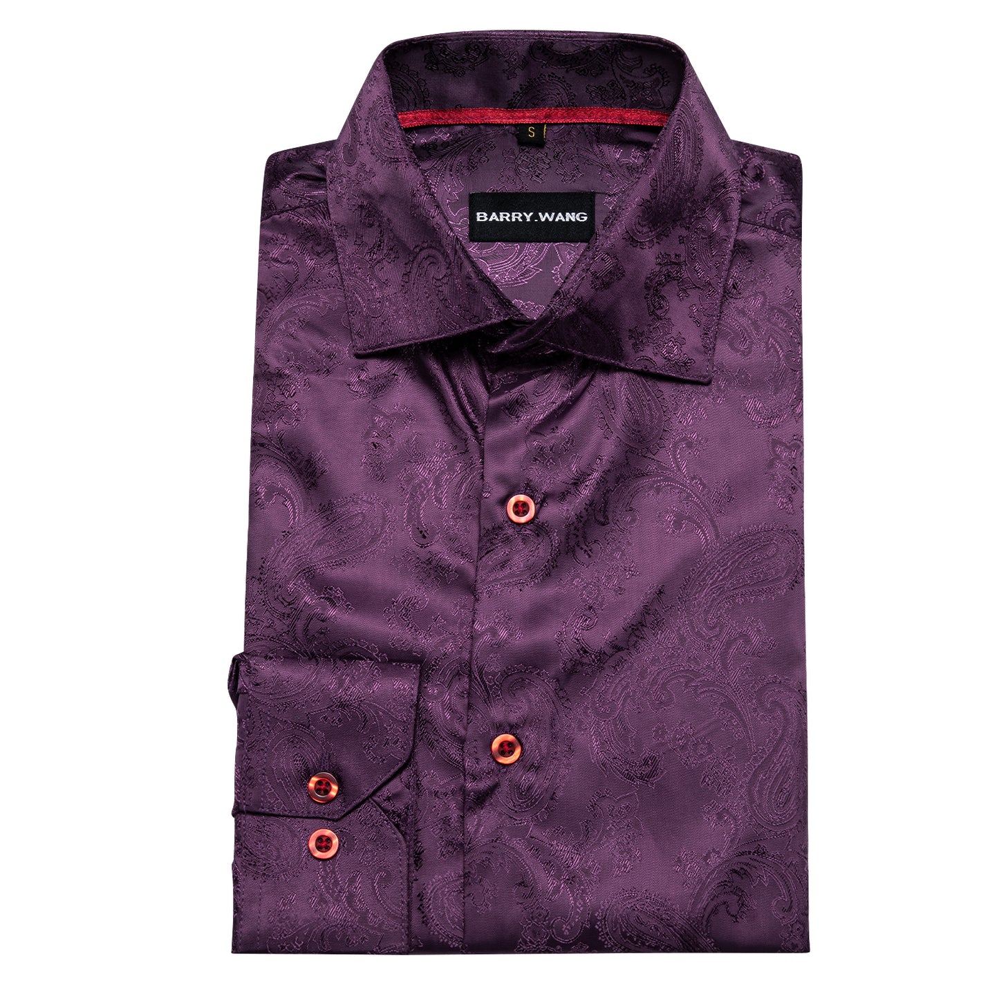 Novelty Silky Shirt - Purple Paisley