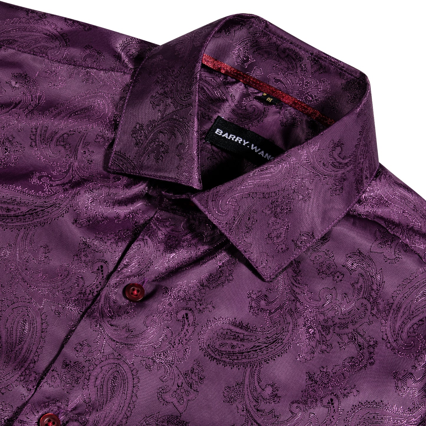 Novelty Silky Shirt - Purple Paisley