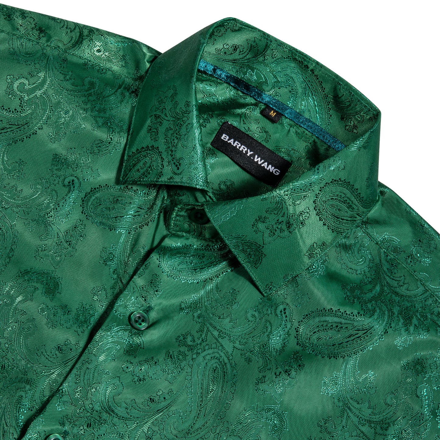 Novelty Silky Shirt - Green Paisley