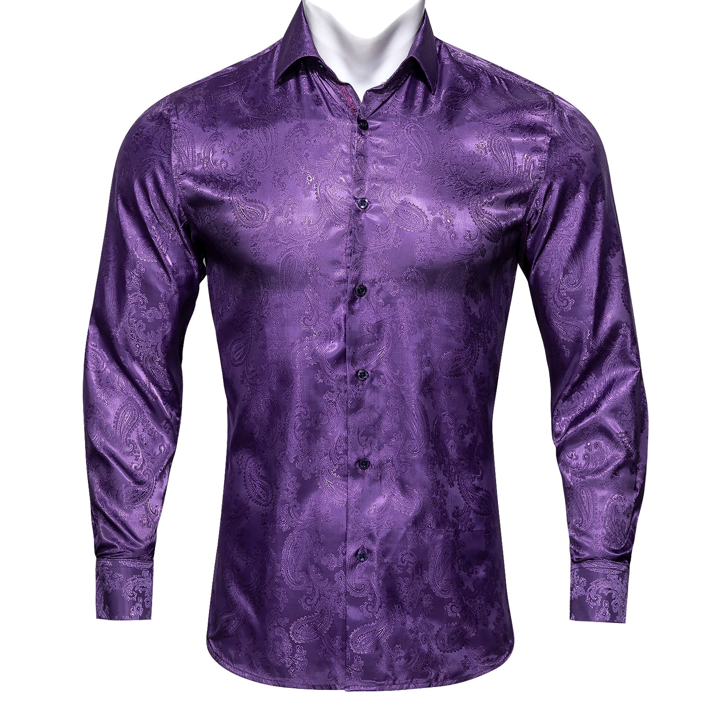 Novelty Silky Shirt - Violet Paisley II