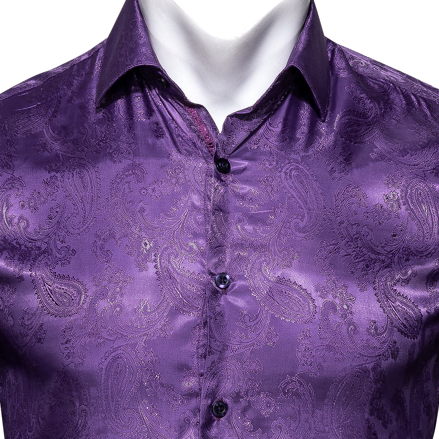 Novelty Silky Shirt - Violet Paisley II