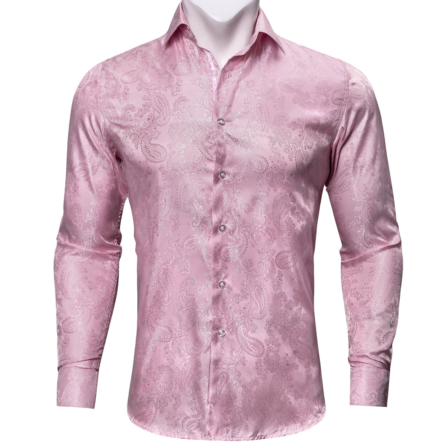 Novelty Silky Shirt - Pink Paisley