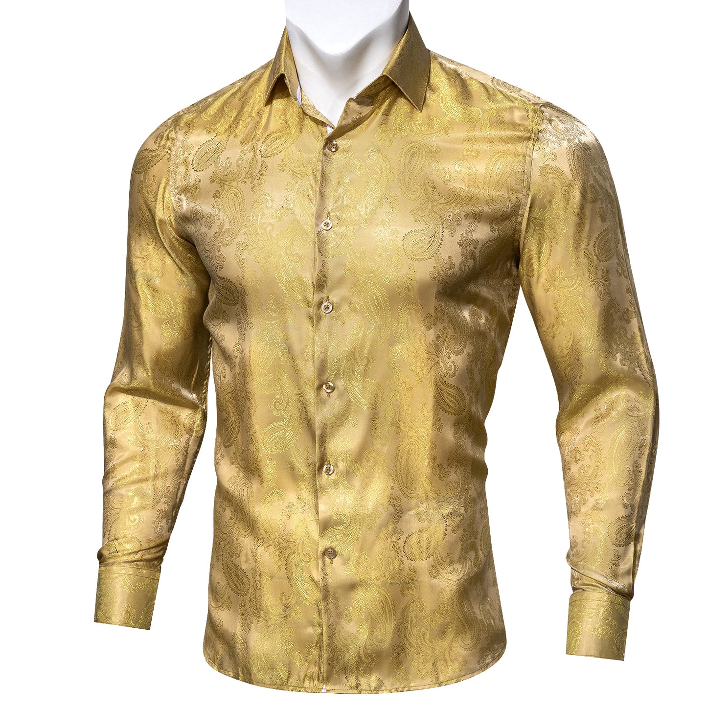 Novelty Silky Shirt - Golden Paisley