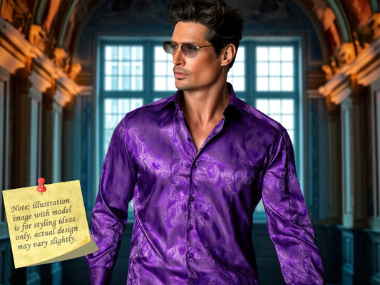 Novelty Silky Shirt Sale Buy 1 Get 1 Free Random Design in Your Size - Slate Paisley