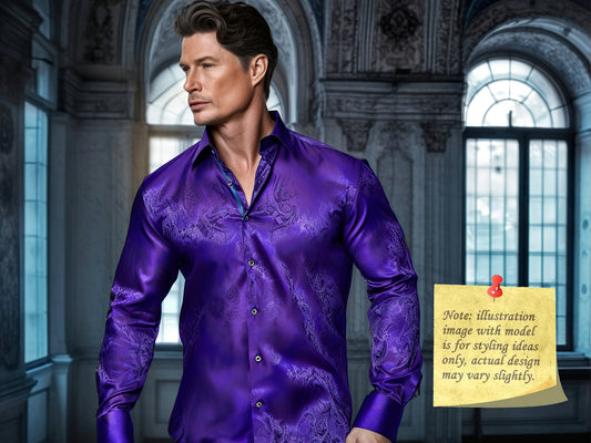 Novelty Silky Shirt Sale Buy 1 Get 1 Free Random Design in Your Size - Prussian Paisley II