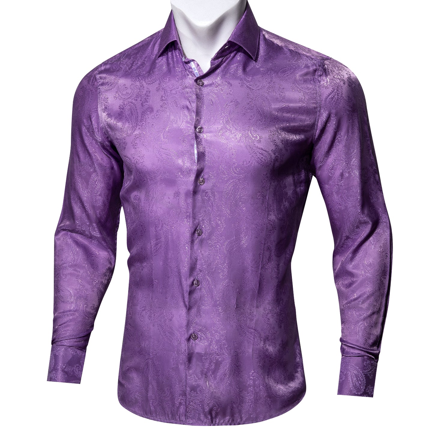 Novelty Silky Shirt - Violet Paisley