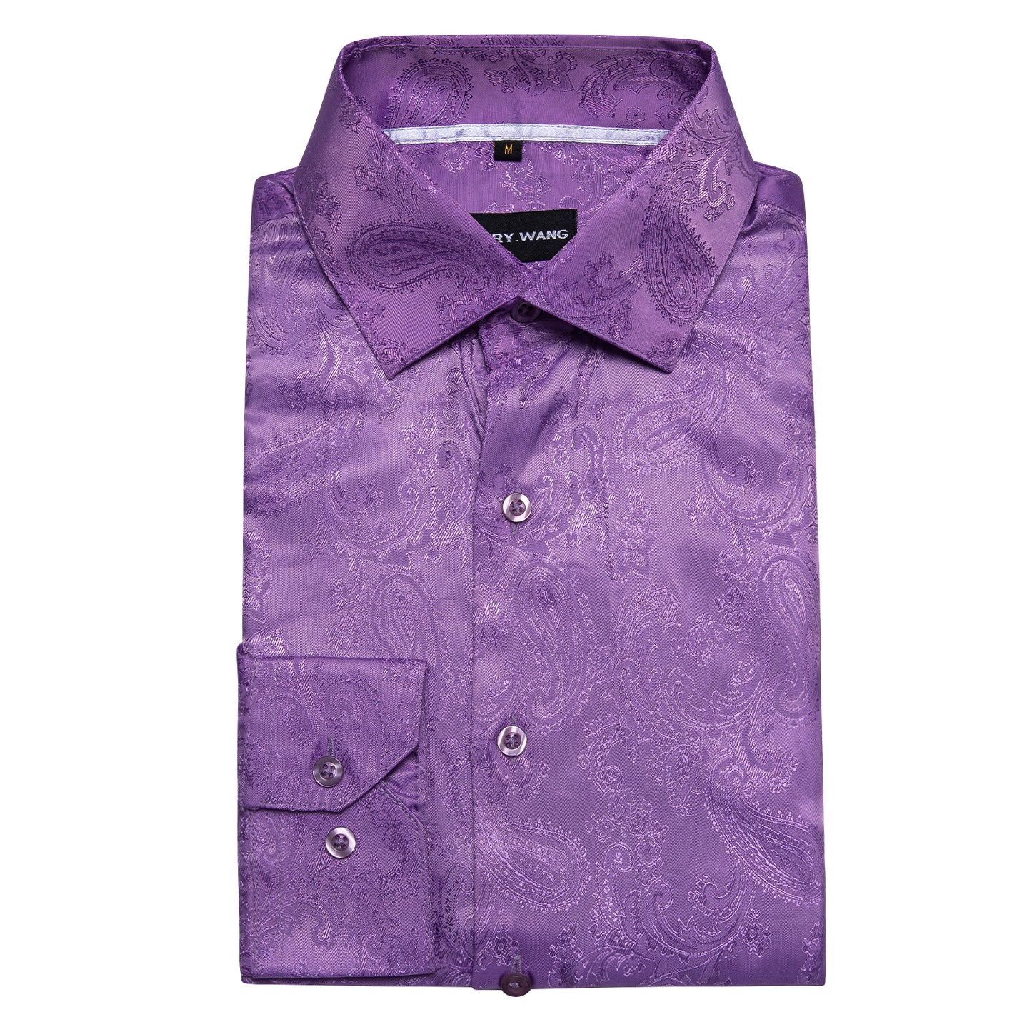 Novelty Silky Shirt - Violet Paisley