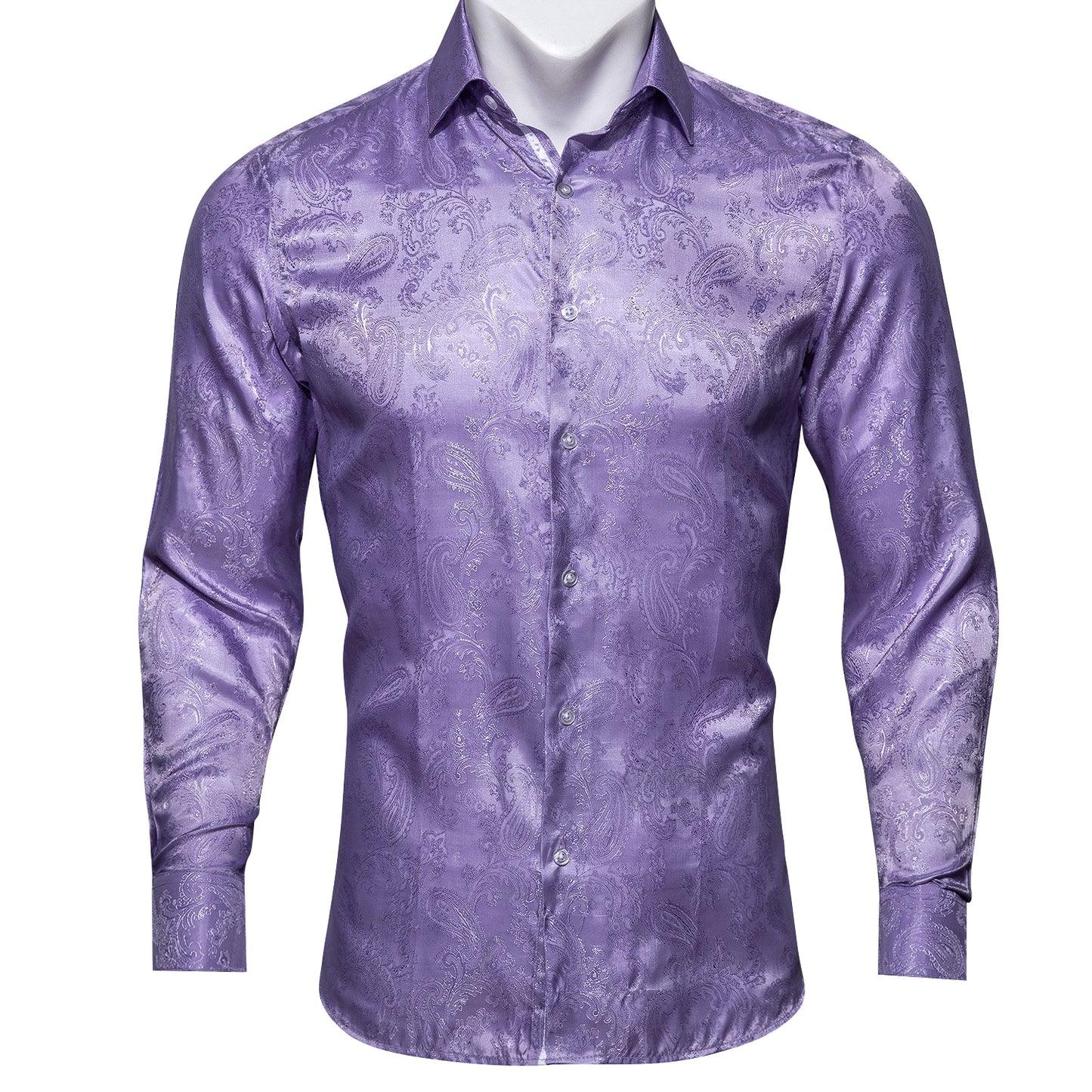 Novelty Silky Shirt - Lilac Paisley