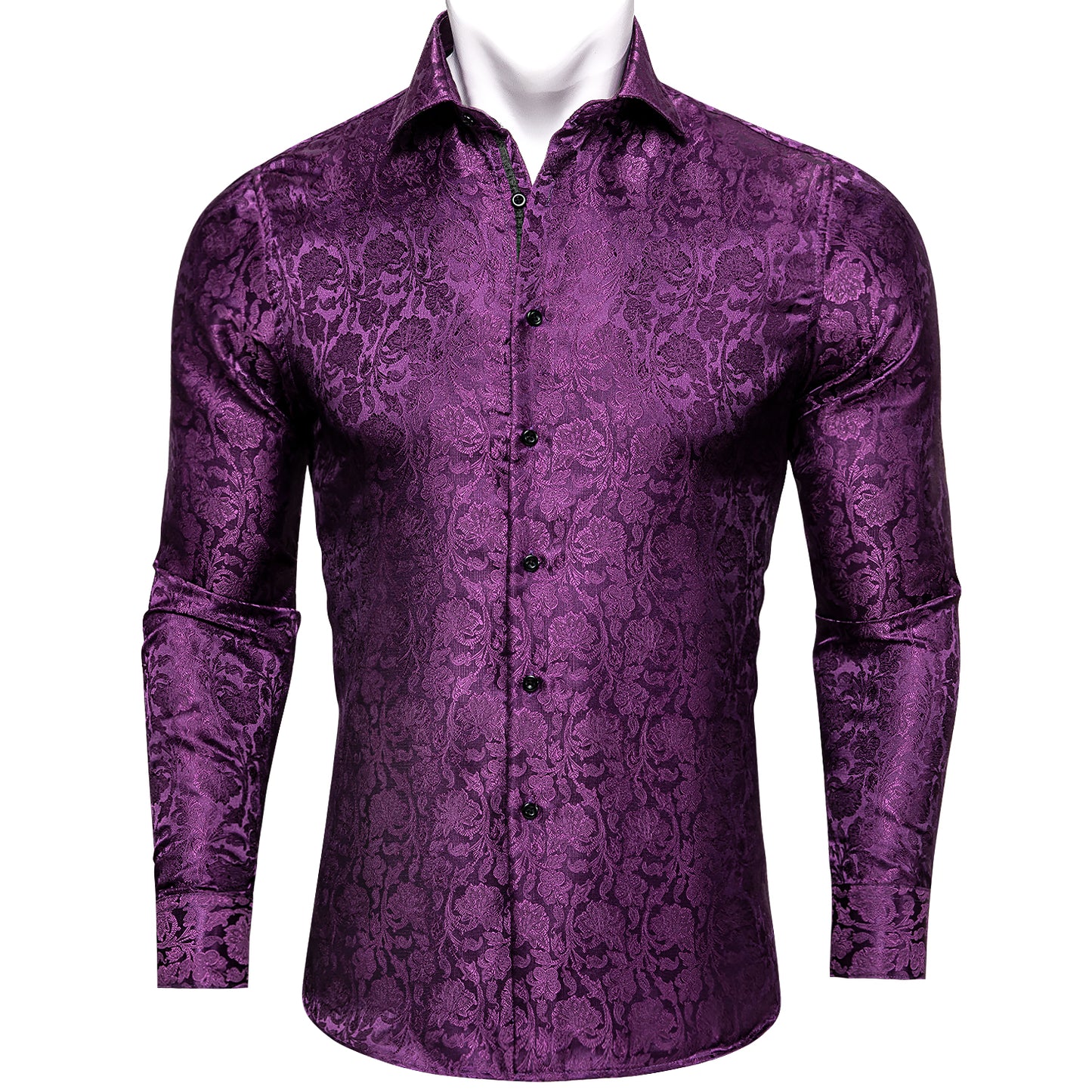 CY0093 Novelty Silky Shirt - Purple Garden