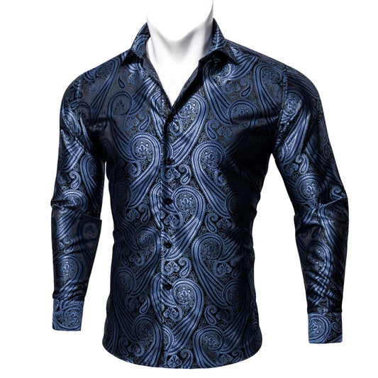 Novelty Silky Shirt - Steel Wave