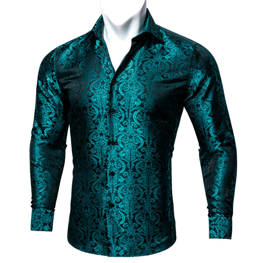 Novelty Silky Shirt - Midnight Green