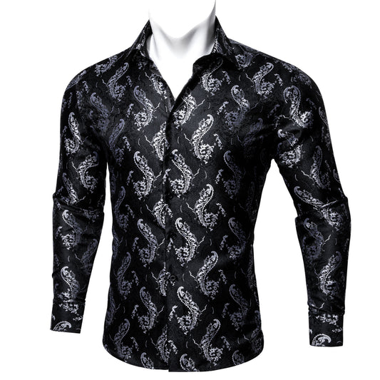 Novelty Silky Shirt - Black Serpent