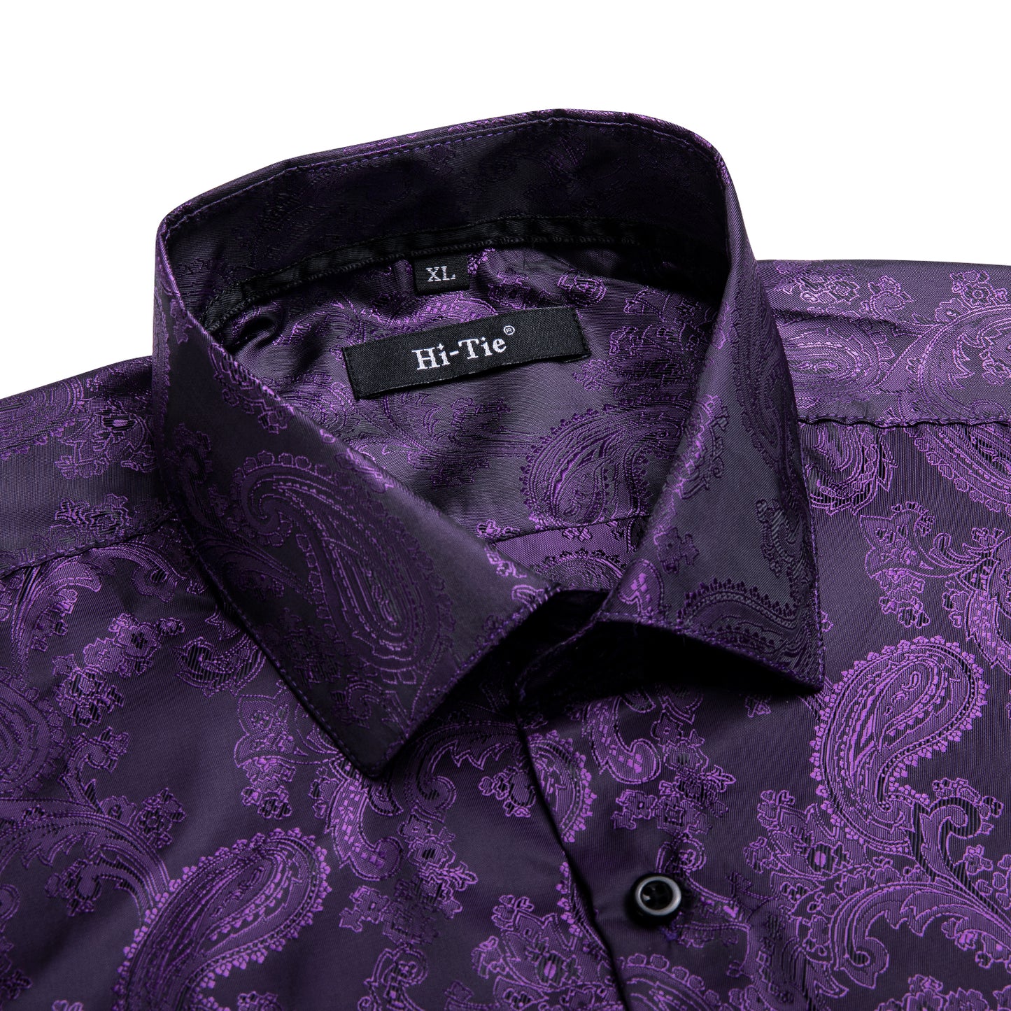 Novelty Silky Shirt - Purple Cashews