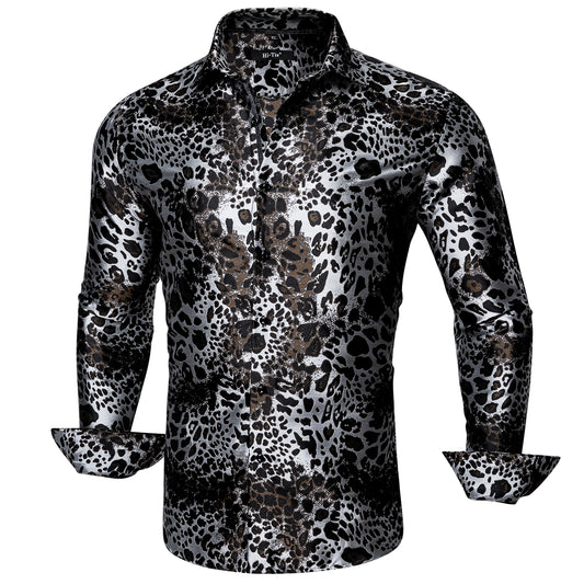 Novelty Silky Shirt - Leopard Snow