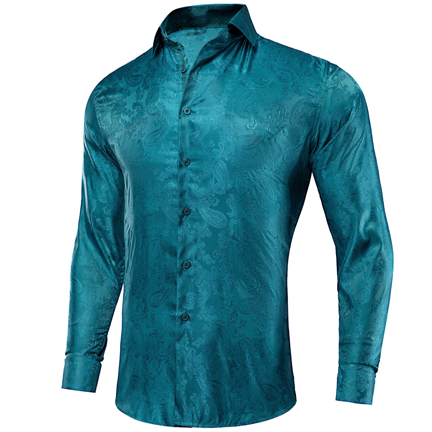 Novelty Silky Shirt - Teal Nuts