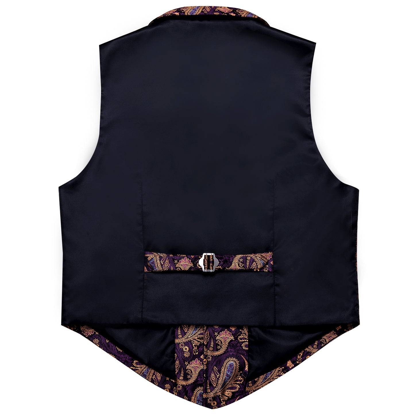 Victorian Waistcoat Steampunk Vintage Vest Silky Retro Paisley Purple Yellow