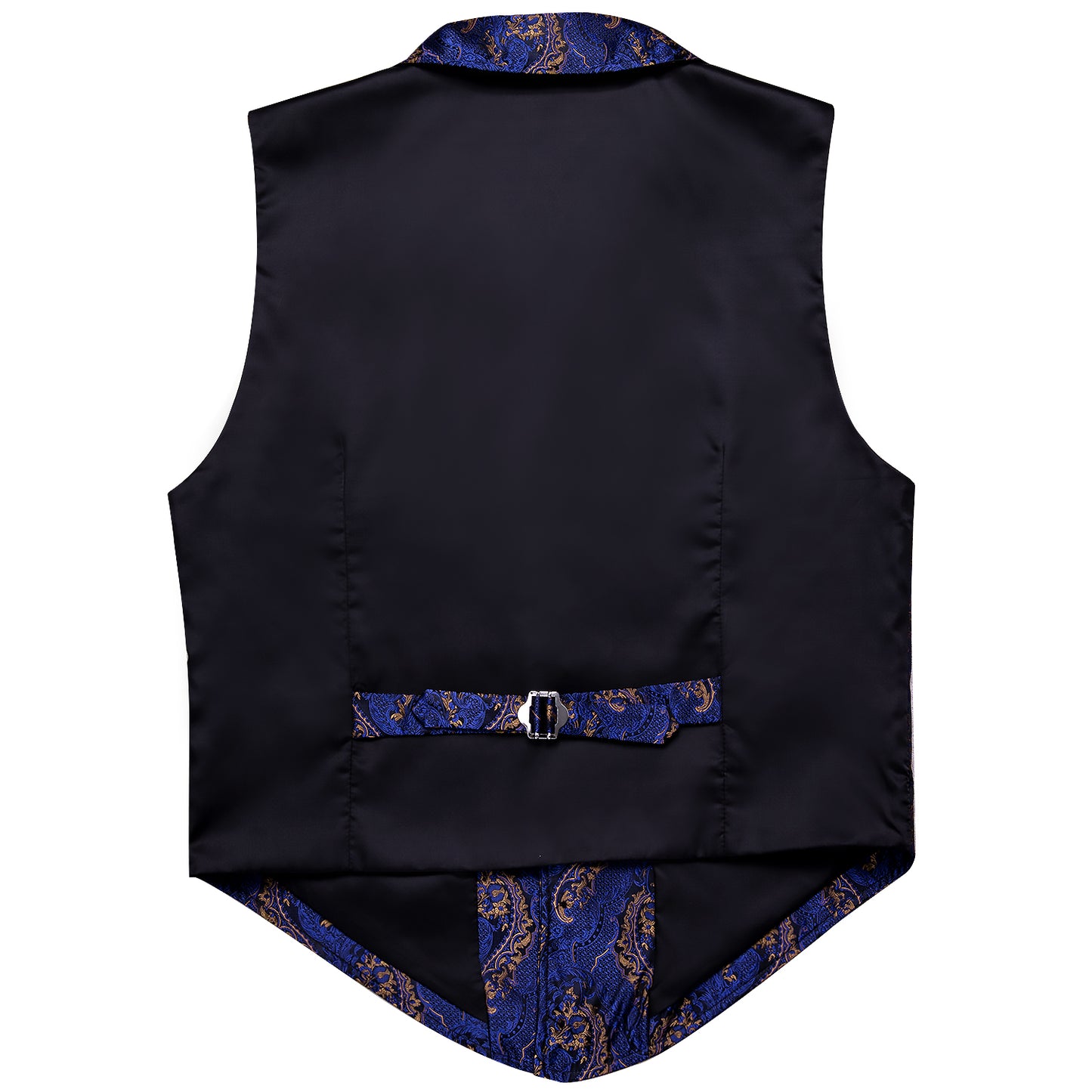 Victorian Waistcoat Steampunk Vintage Vest Silky Retro Paisley Denim Blue
