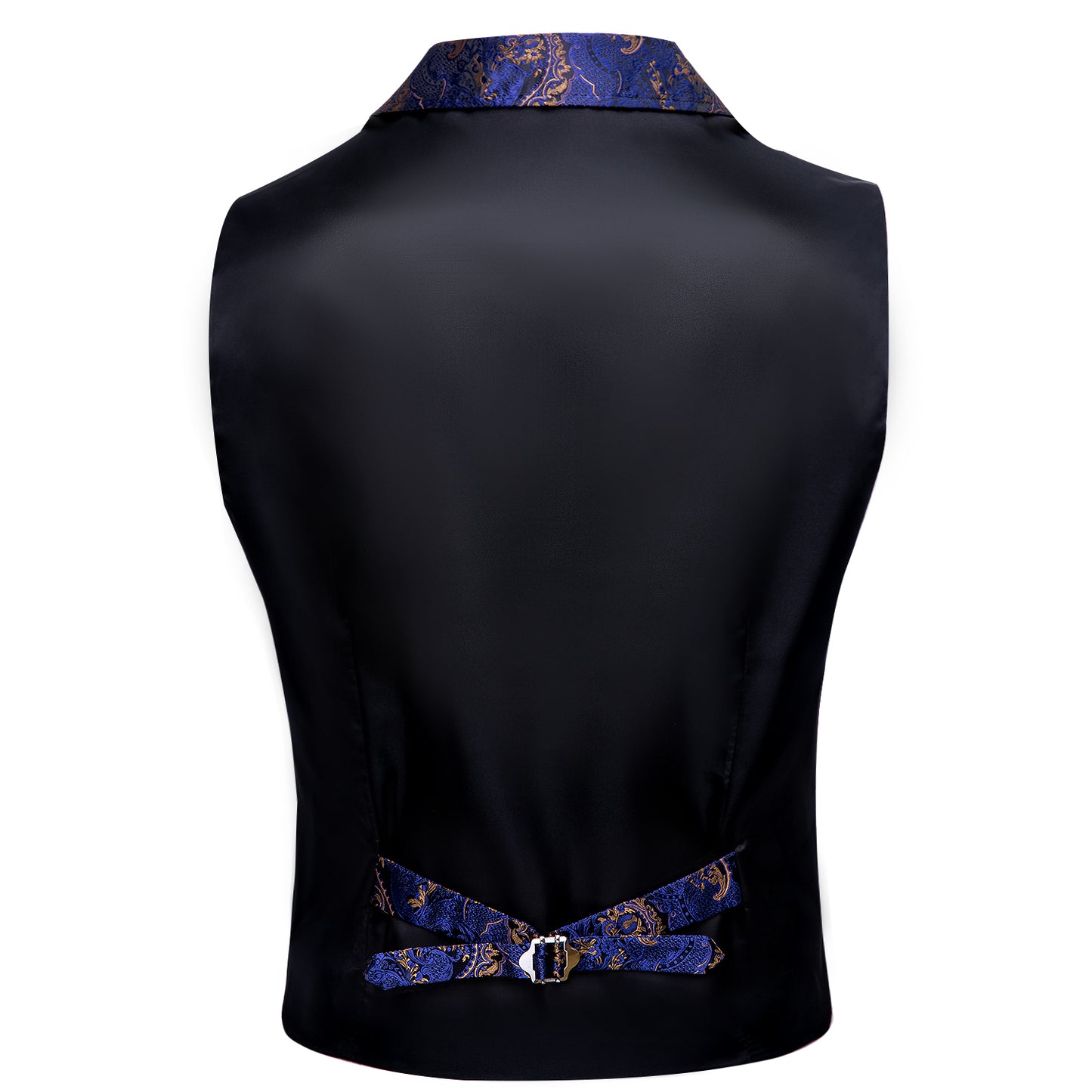 Victorian Waistcoat Steampunk Vintage Vest Silky Retro Paisley Denim Blue