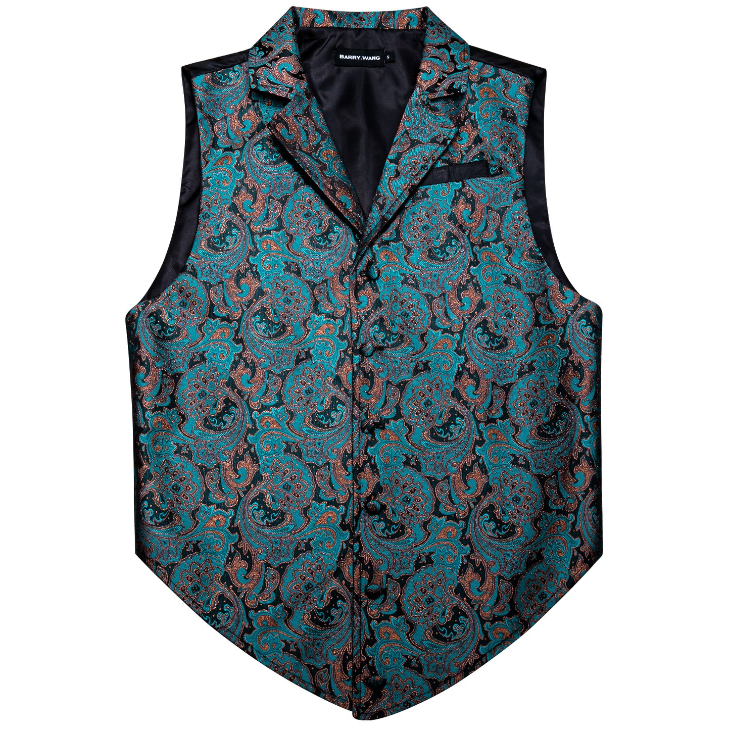 Victorian Waistcoat Steampunk Vintage Vest Silky Retro Paisley Turquoise