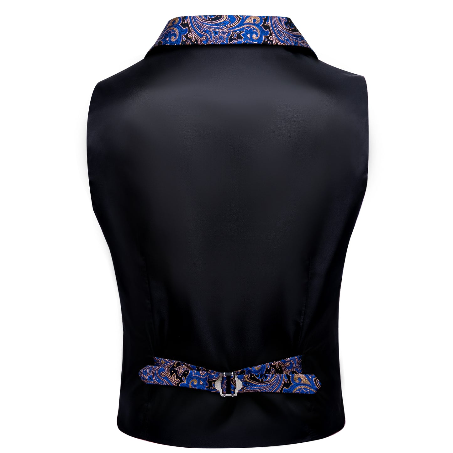 Victorian Waistcoat Steampunk Vintage Vest Silky Retro Paisley Blue Royal
