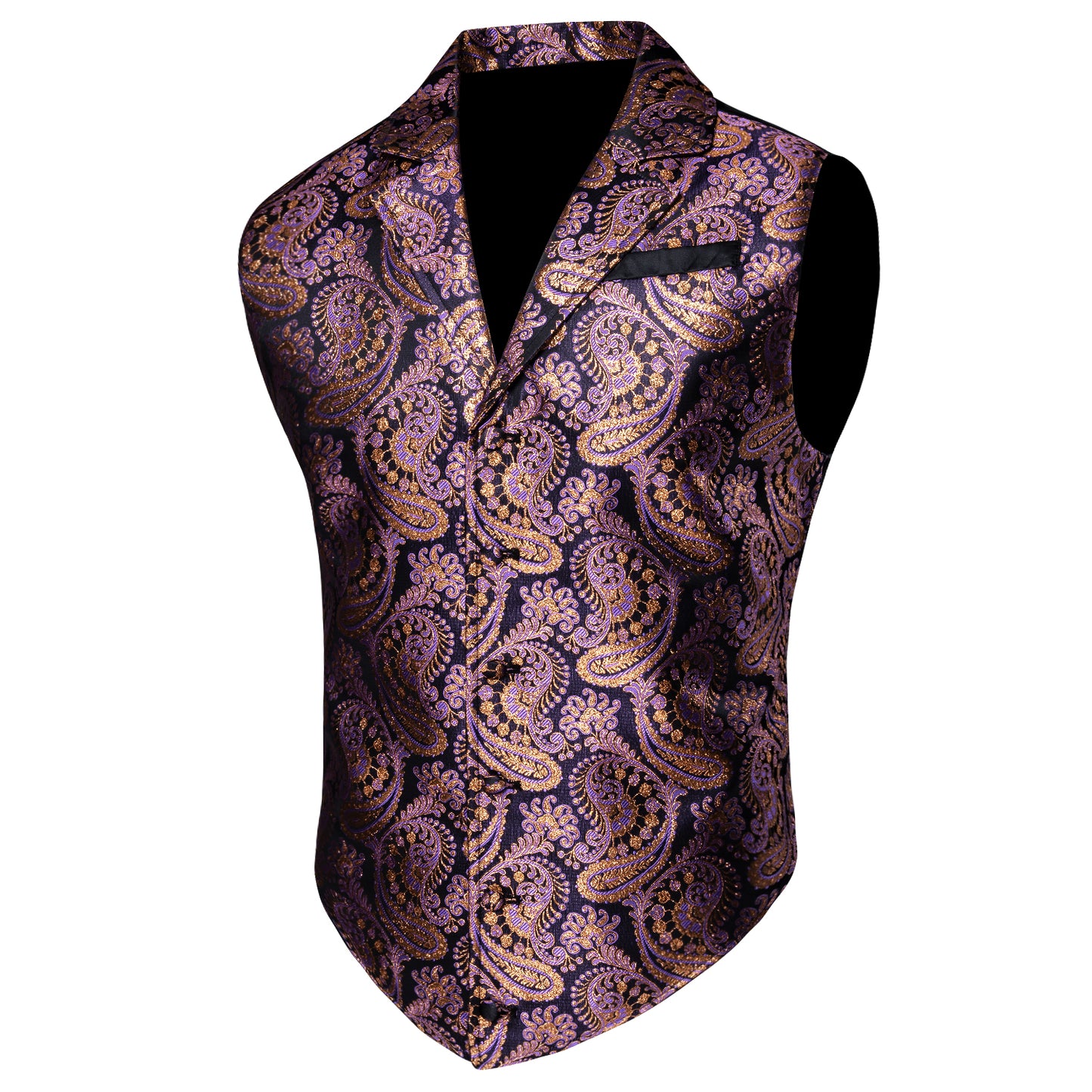 Victorian Waistcoat Steampunk Vintage Vest Silky Retro Paisley Violet