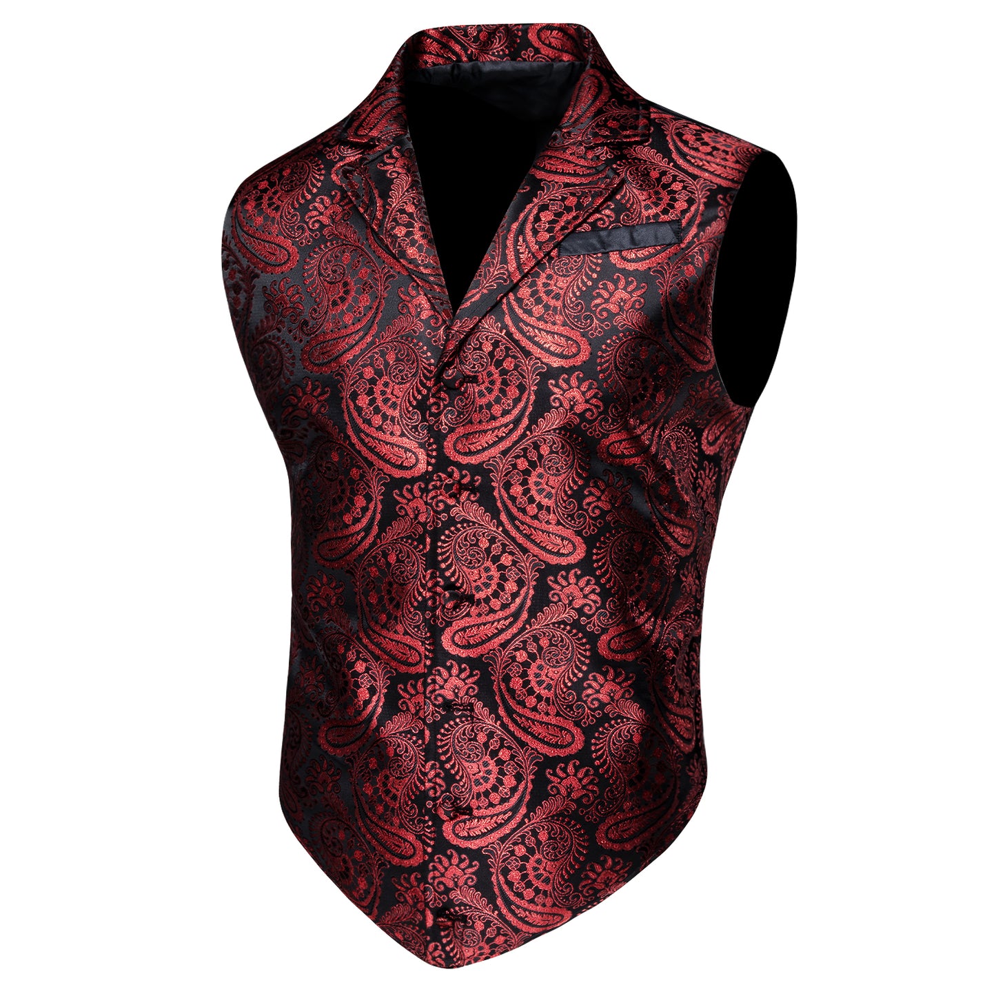 Victorian Waistcoat Steampunk Vintage Vest Silky Retro Paisley Red