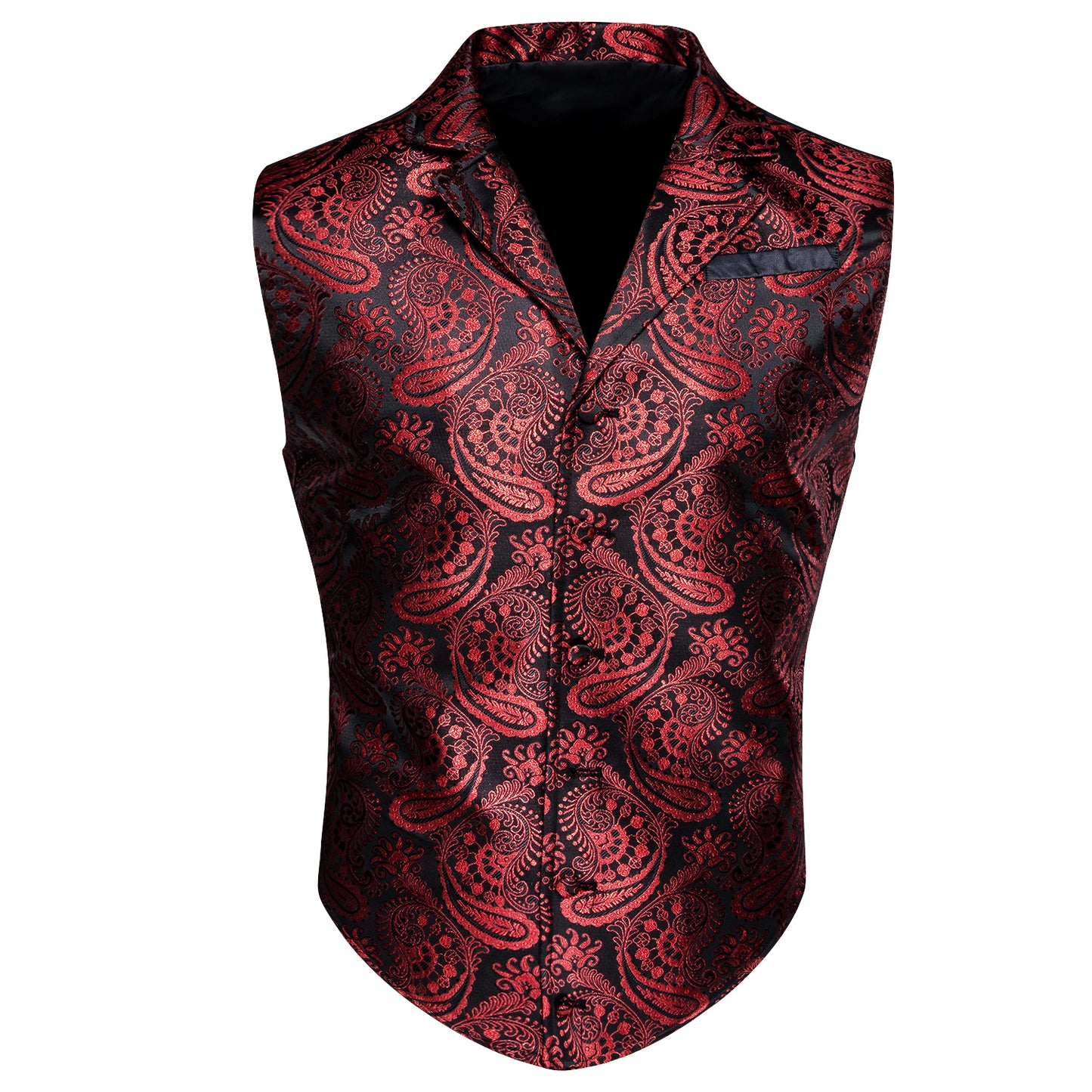 Victorian Waistcoat Steampunk Vintage Vest Silky Retro Paisley Red