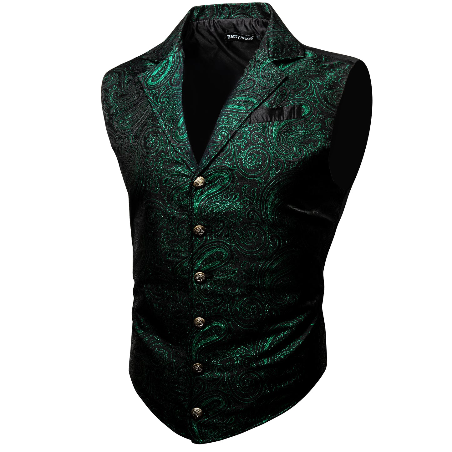 Victorian Waistcoat Steampunk Vintage Vest Silky Retro Swirl Pine Green