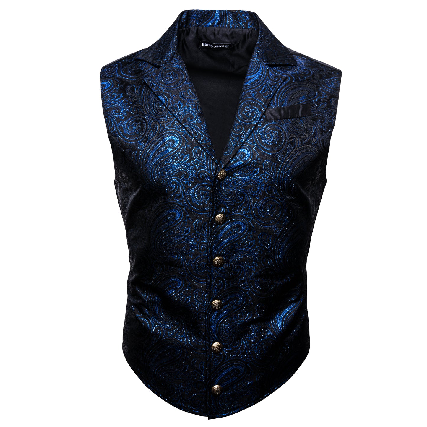 Victorian Waistcoat Steampunk Vintage Vest Silky Retro Swirl Ocean Blue