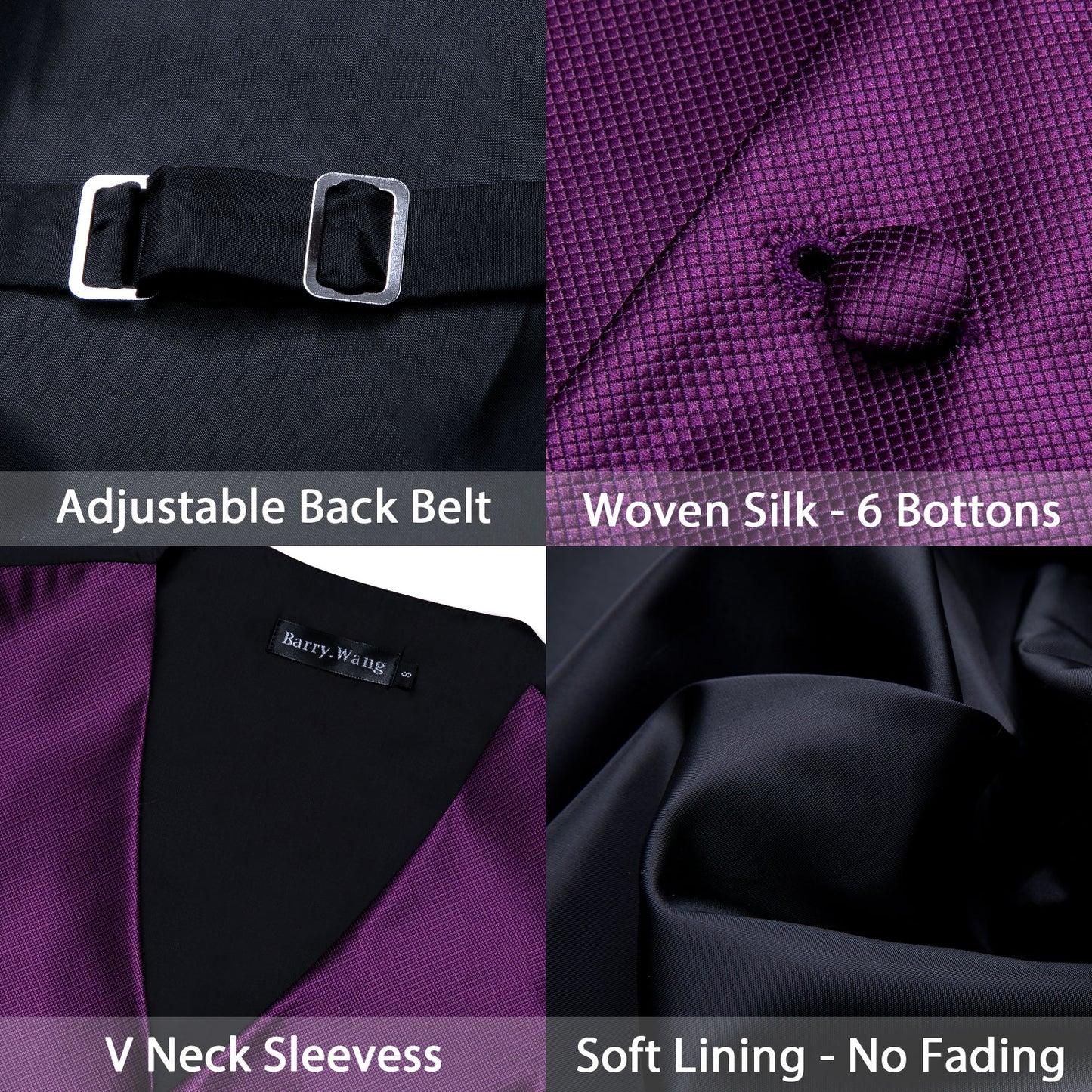Designer Waistcoat Silky Novelty Vest Satin Plum