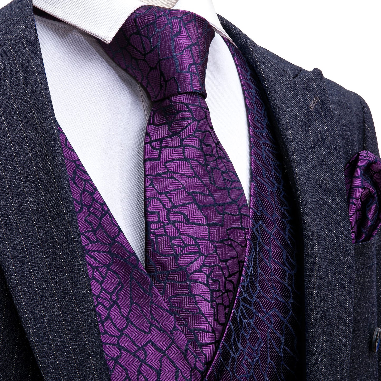 Designer Floral Waistcoat Silky Novelty Vest Purple Rocky
