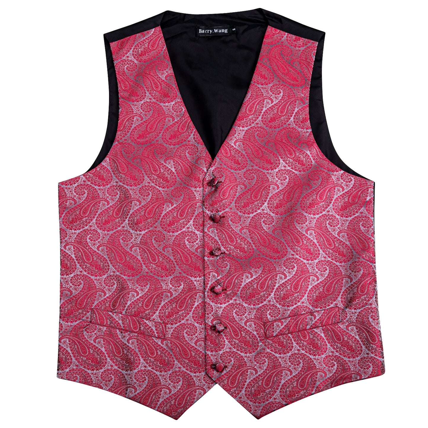 Designer Floral Waistcoat Silky Novelty Vest Fushia Whales