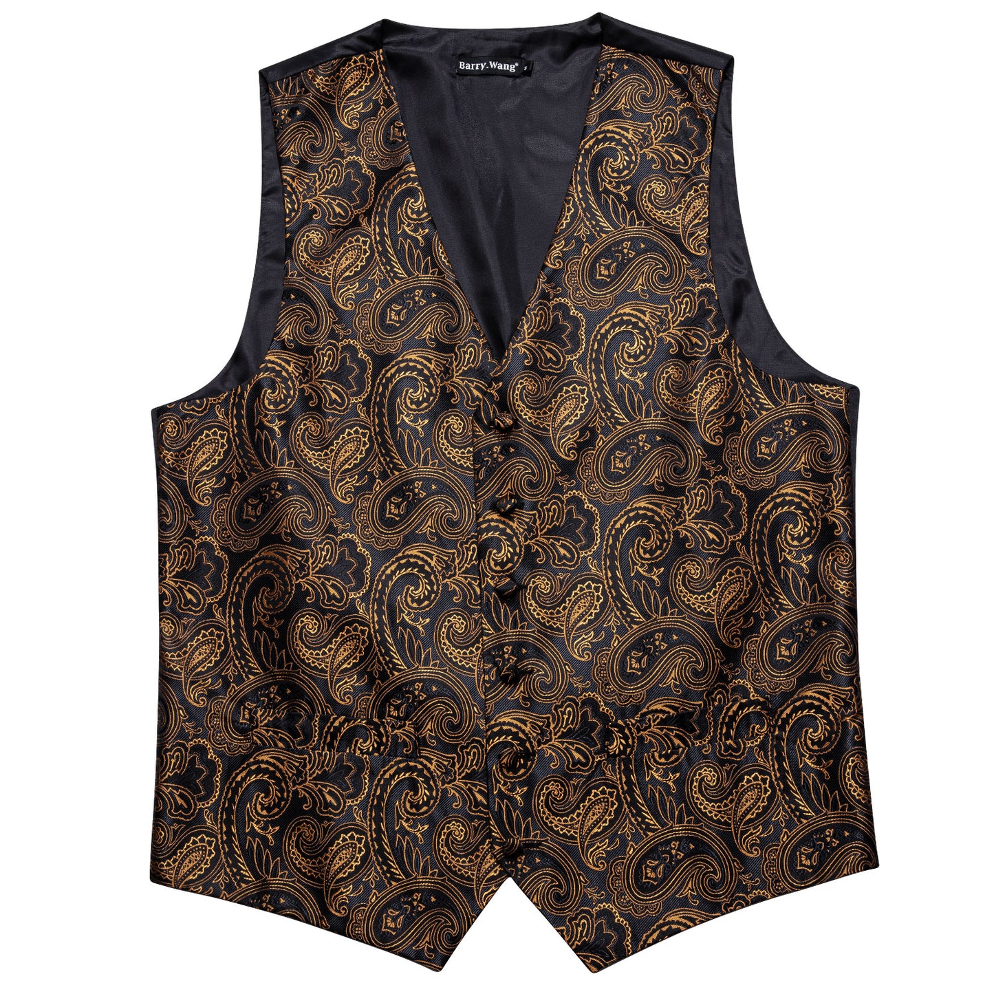 Designer Floral Waistcoat Silky Novelty Vest Paisley Sunset