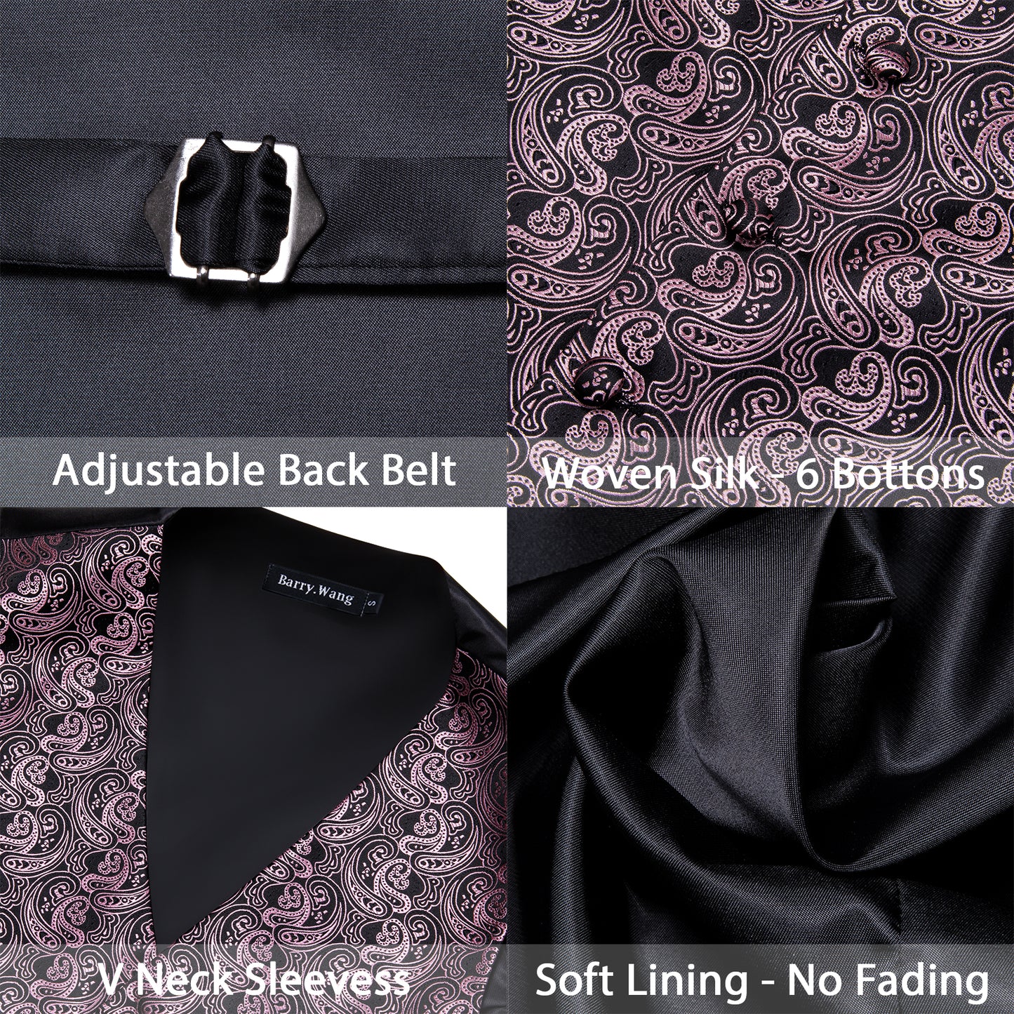 Designer Floral Waistcoat Silky Novelty Vest Lilac Black
