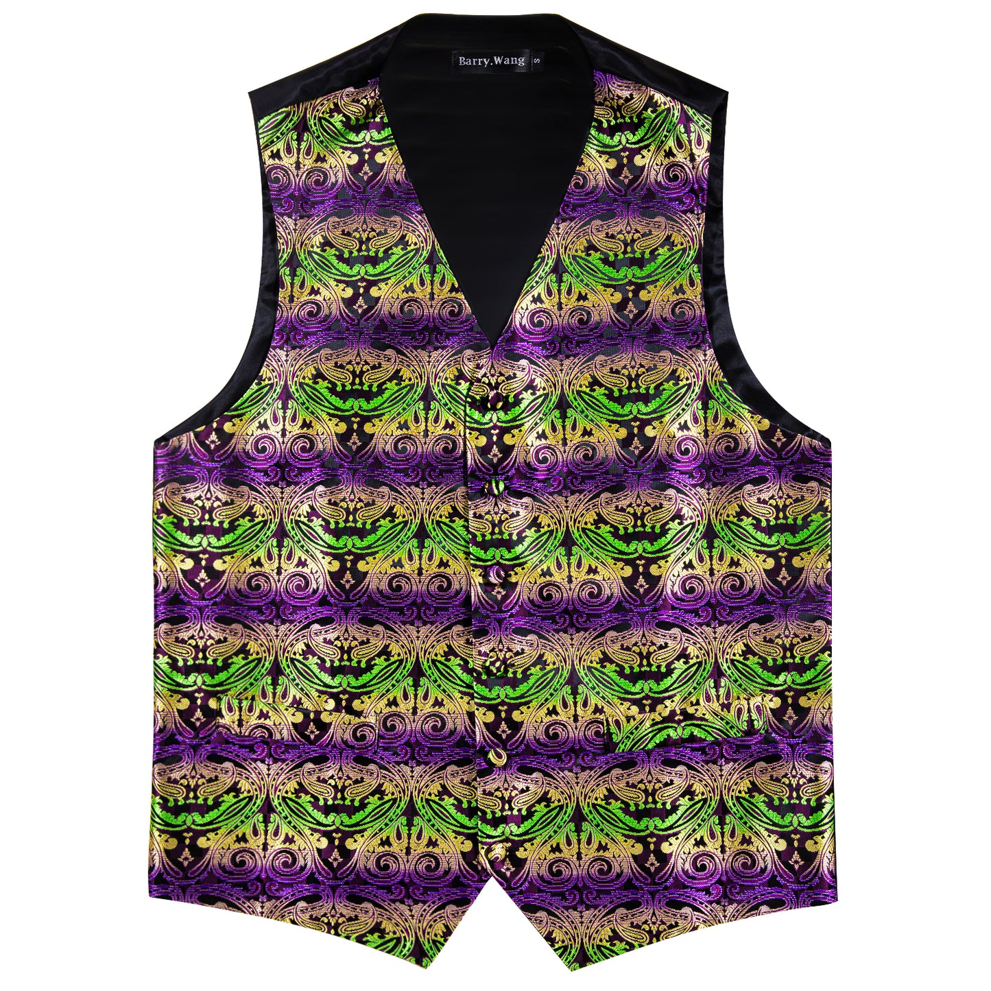 Designer Floral Waistcoat Silky Novelty Vest Inka Neon Violet