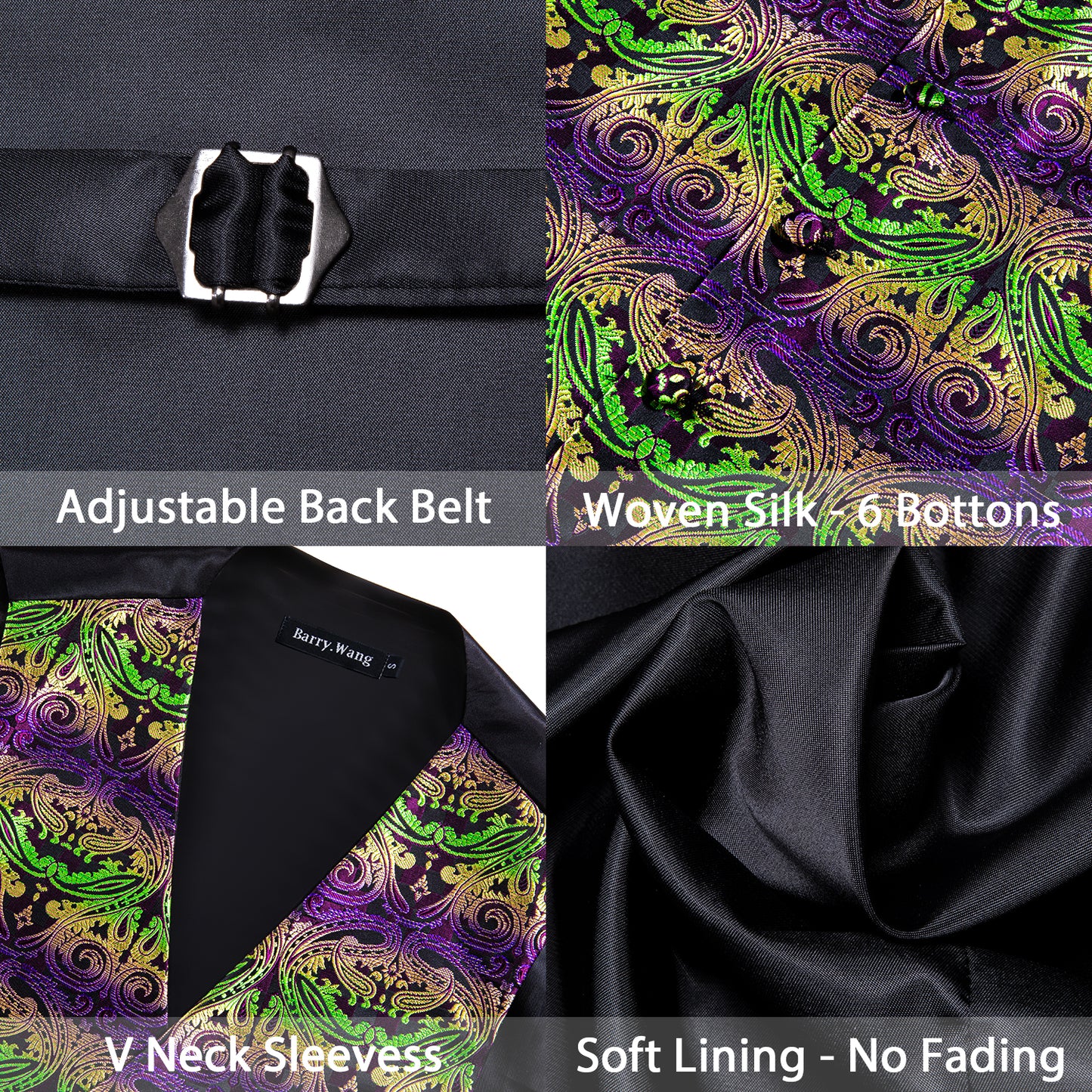 Designer Floral Waistcoat Silky Novelty Vest Inka Neon Violet