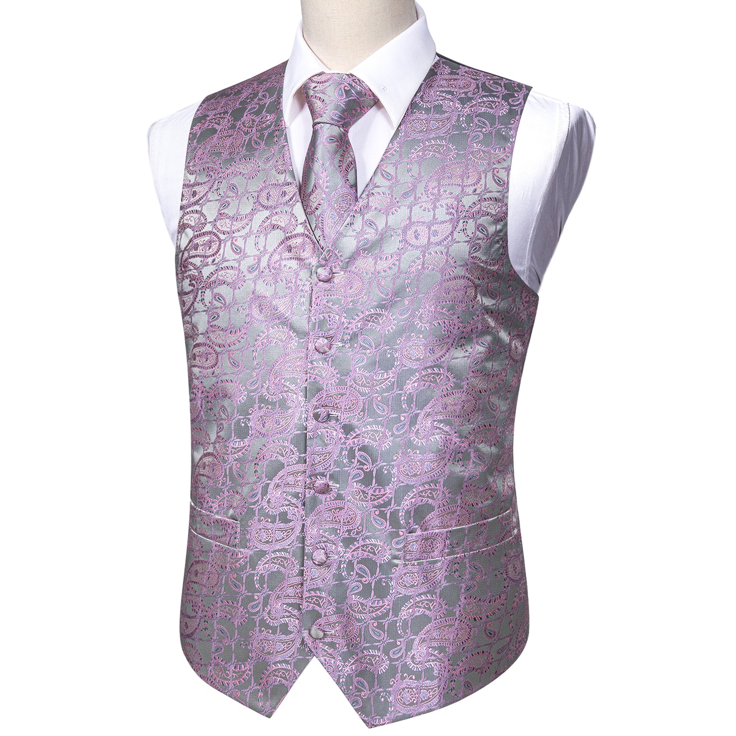 Designer Floral Waistcoat Silky Novelty Vest Violet