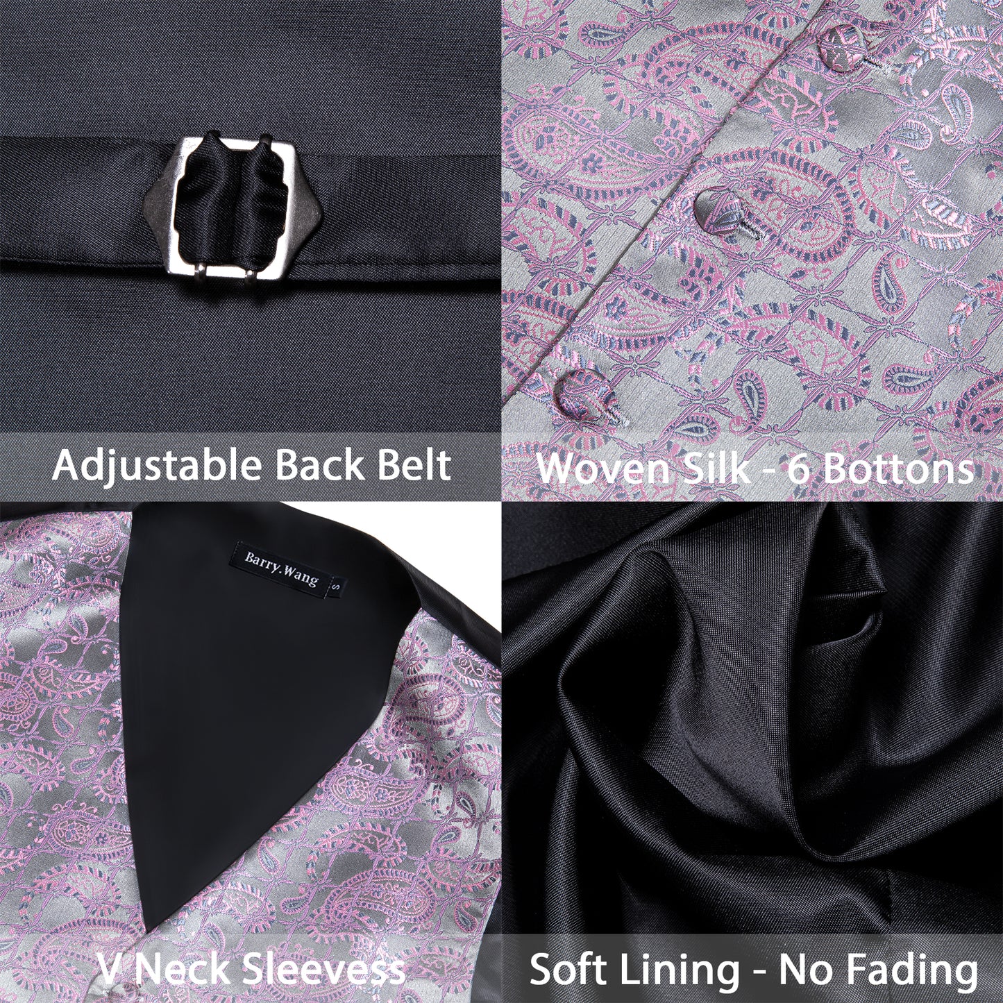 Designer Floral Waistcoat Silky Novelty Vest Violet
