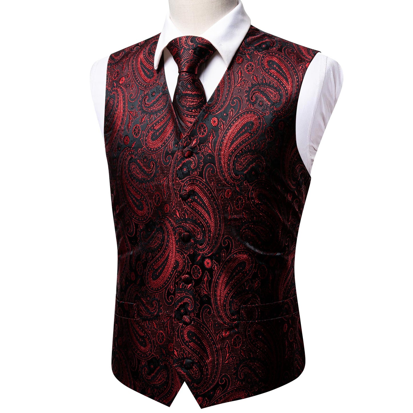 Designer Paisley Waistcoat Silky Novelty Vest Whales Maroon Red