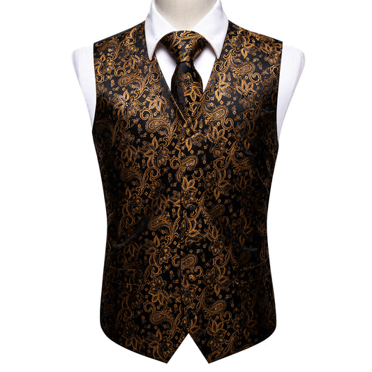 Designer Paisley Waistcoat Buy 1 Get 1 Free Random Design in Your Size Silky Novelty Vest Pond Brown